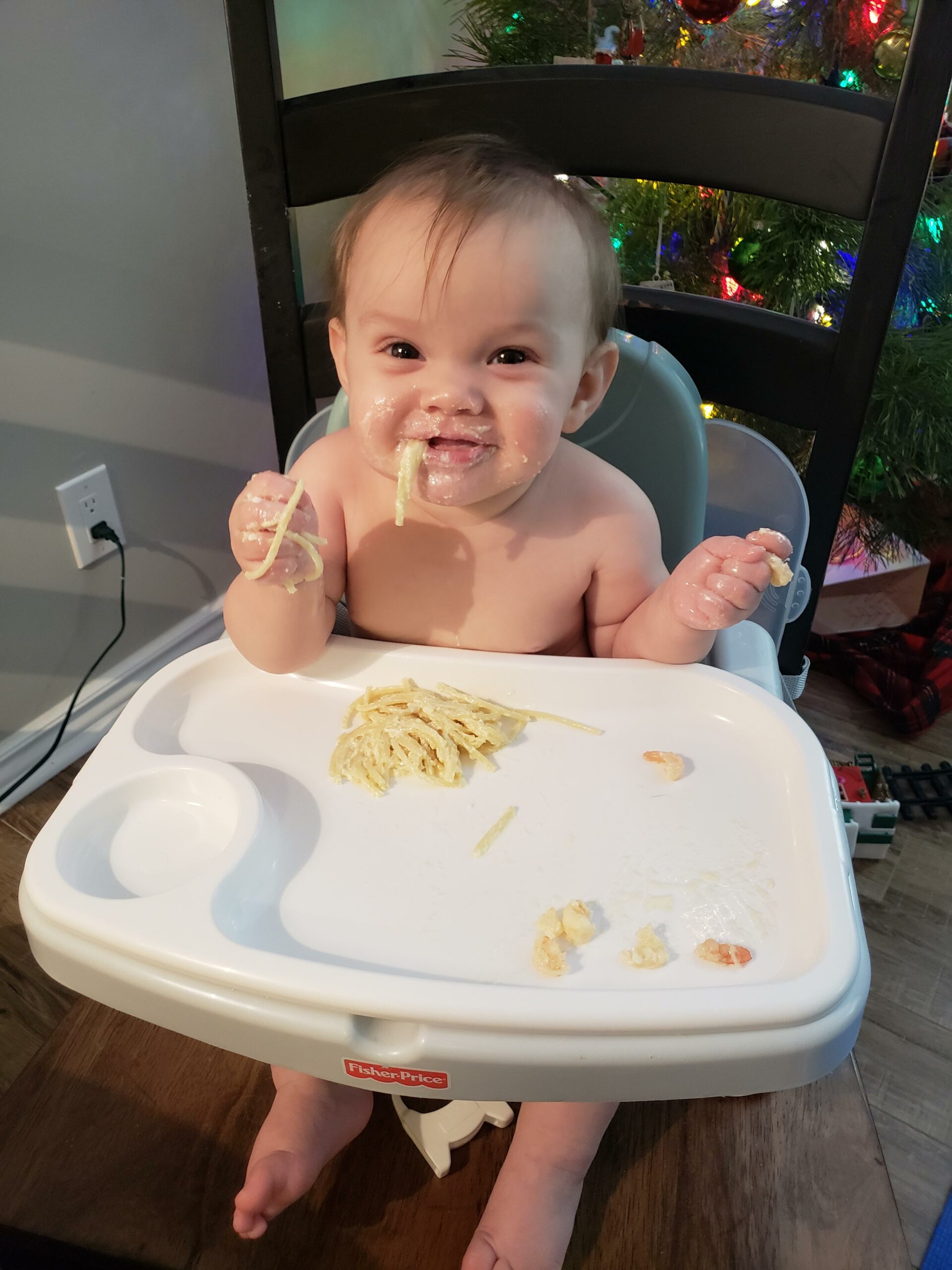 How do I give my 8 month old spaghetti